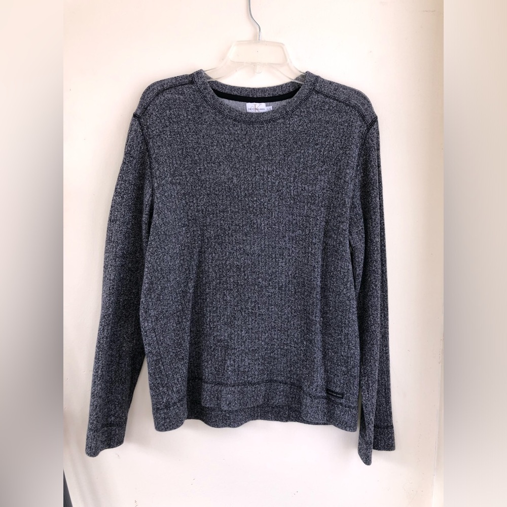 Calvin Klein Jeans Charcoal Ribbed Crew Sweater LS Ladies L Beautiful